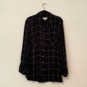 Plus size black and white button down shirt